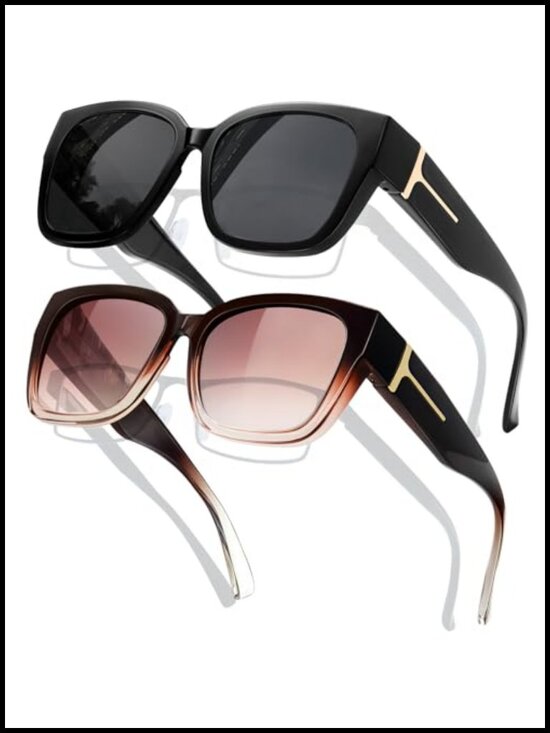 Oversized Square Polarized Fit Over Sunglasses 2 Pack
